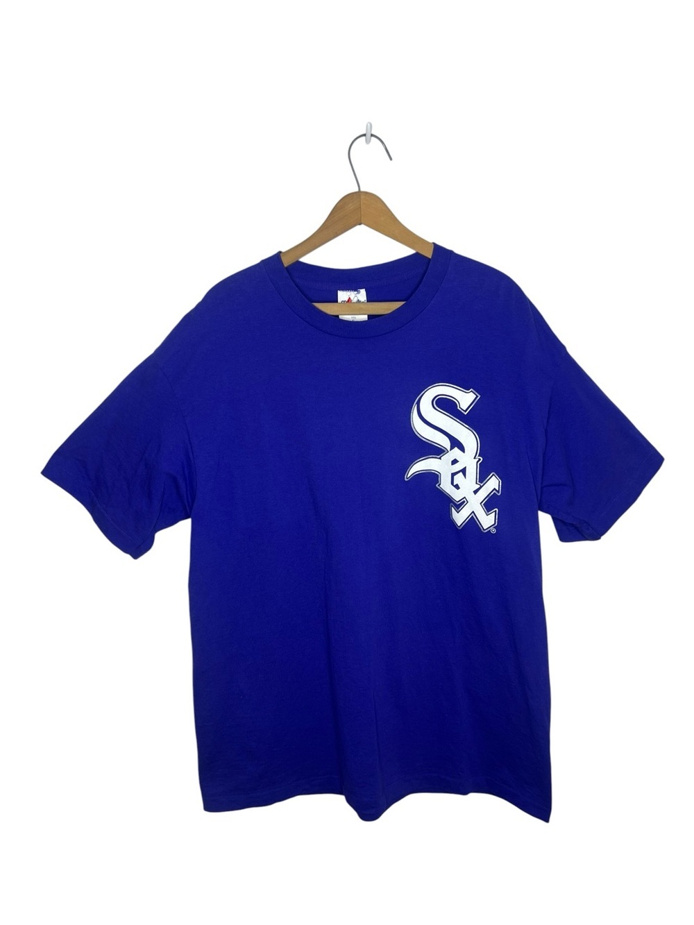 Vintage Chicago White Sox Single Stitch T Shirt XL Majestic Made USA Blue MLB